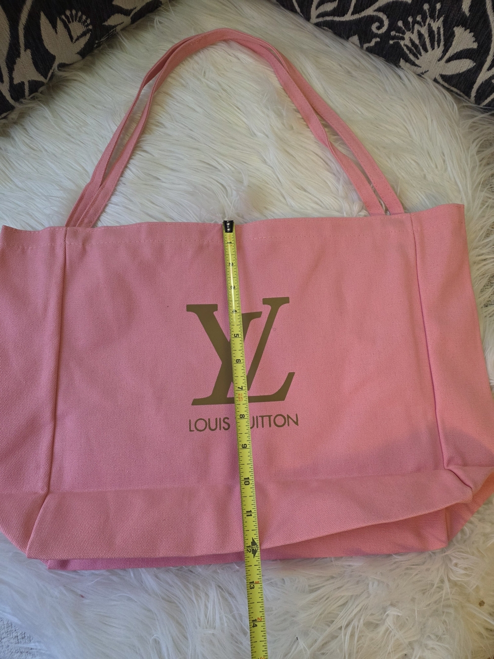 Pink Canvas Tote Bag With Slim Handles - Picture 6 of 9